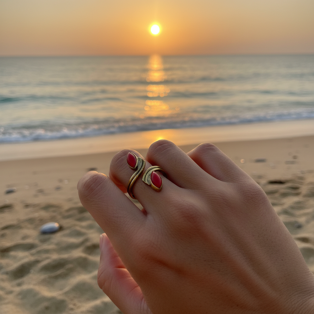 Bague corail - ambiance vacances