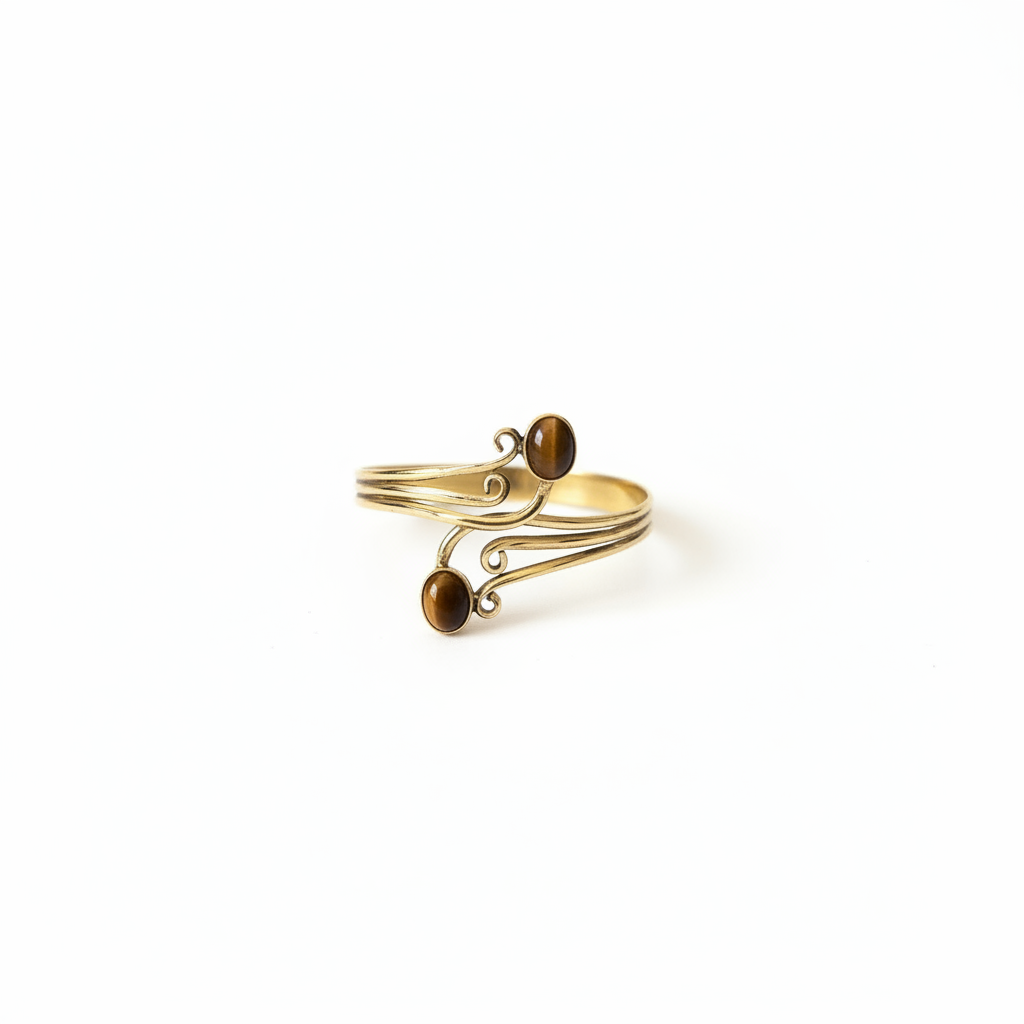 Bague or lin beige fond blanc