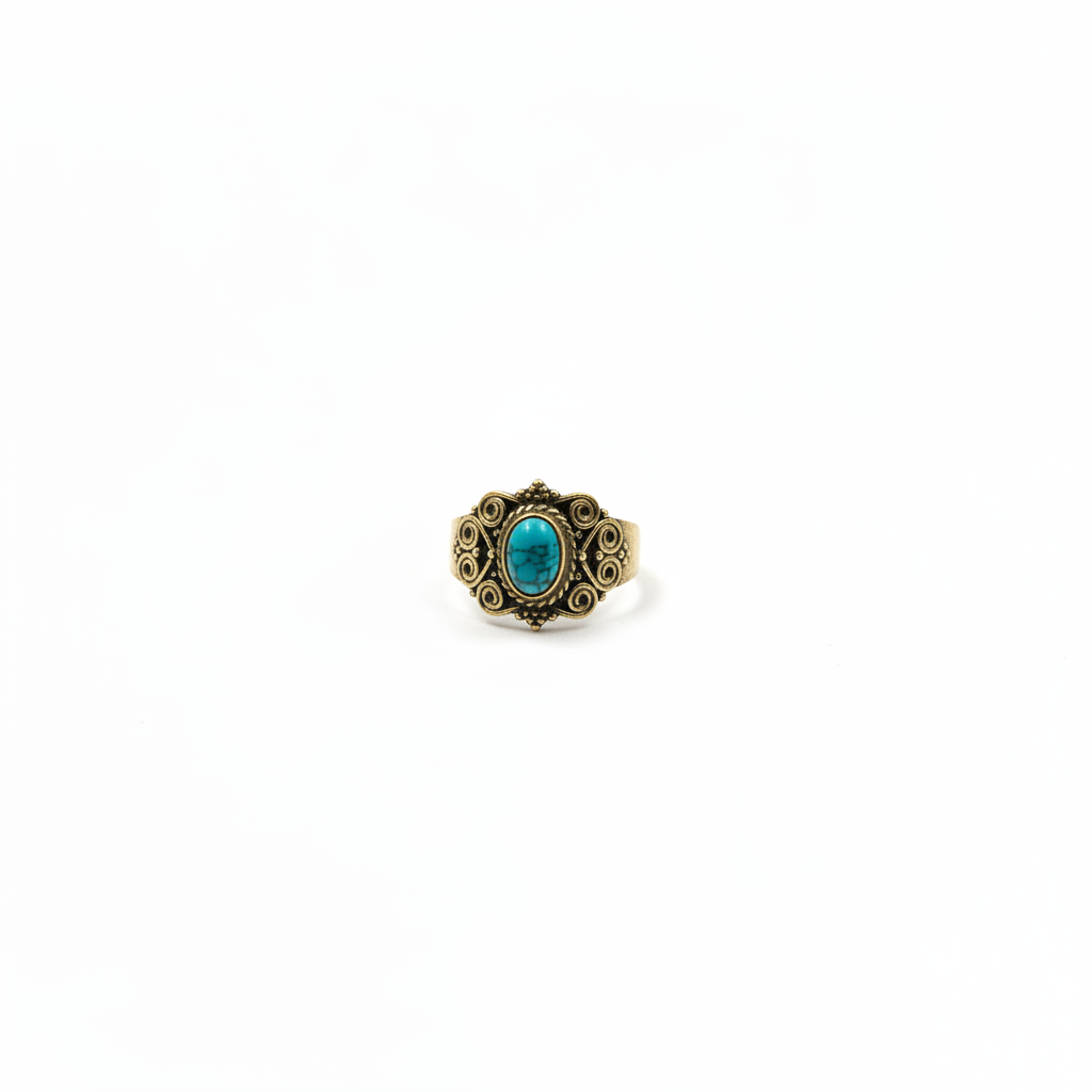 Bague turquoise bronze - vue de face