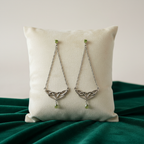Boucles argent pierres vertes velours