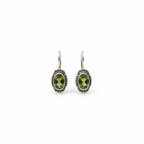 Boucles d'oreilles argent pierre verte - fond blanc studio