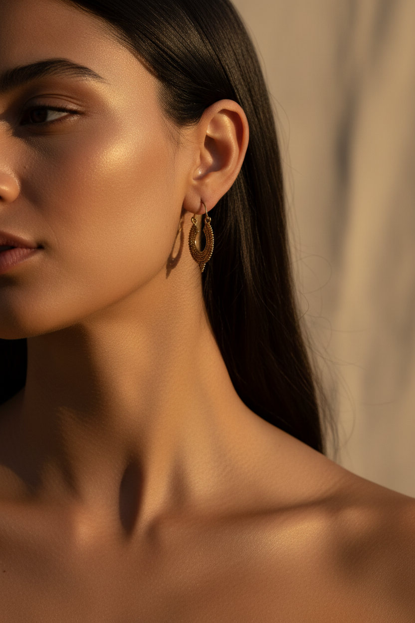 Boucles d'oreilles bronze portées