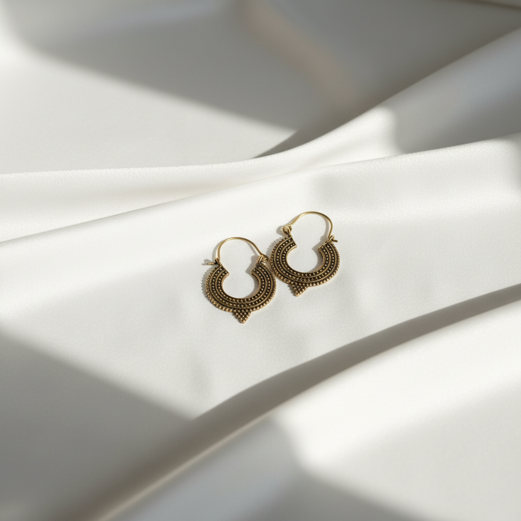 Boucles d'oreilles bronze sur soie