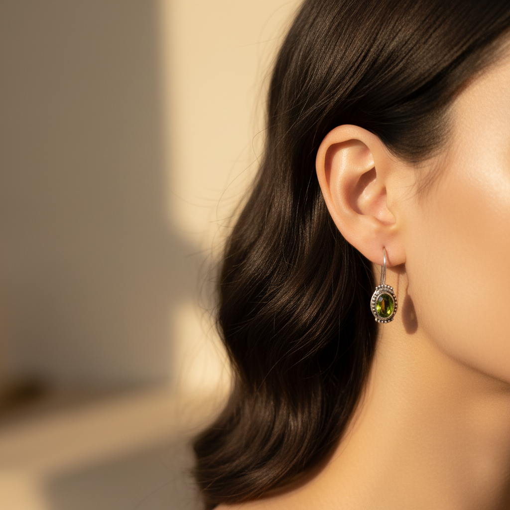 Boucles d'oreilles portées - gros plan oreille