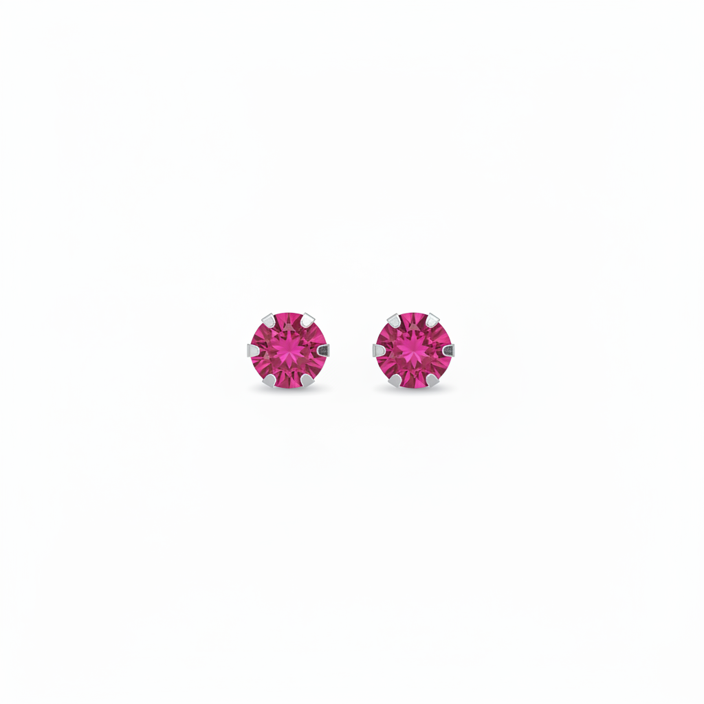Boucles d'oreilles puces cristal rose vif — studio