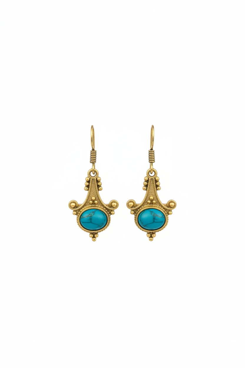Boucles d'oreilles turquoise – studio blanc