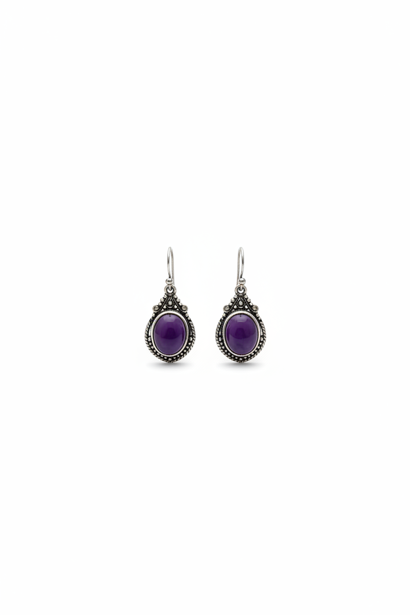 Boucles ovales améthyste – studio blanc