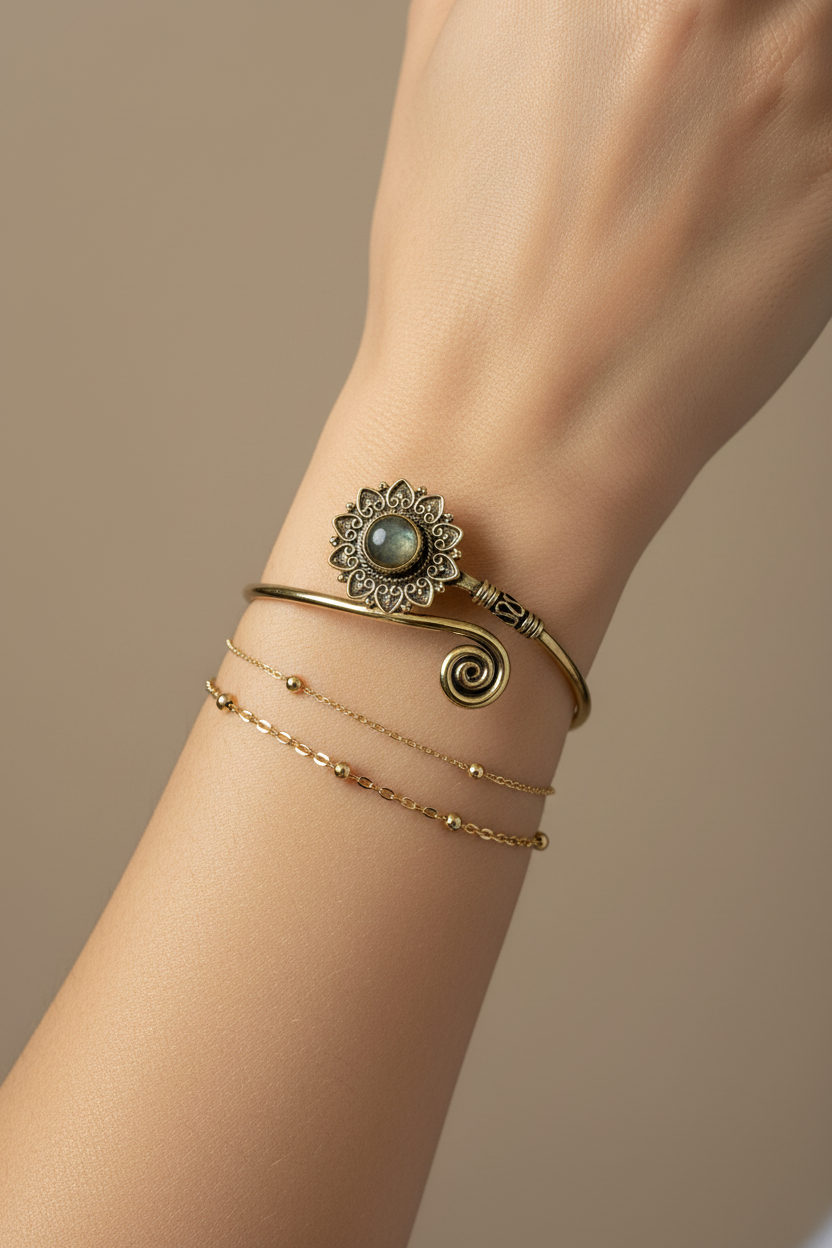 Bracelet bronze - porté layering