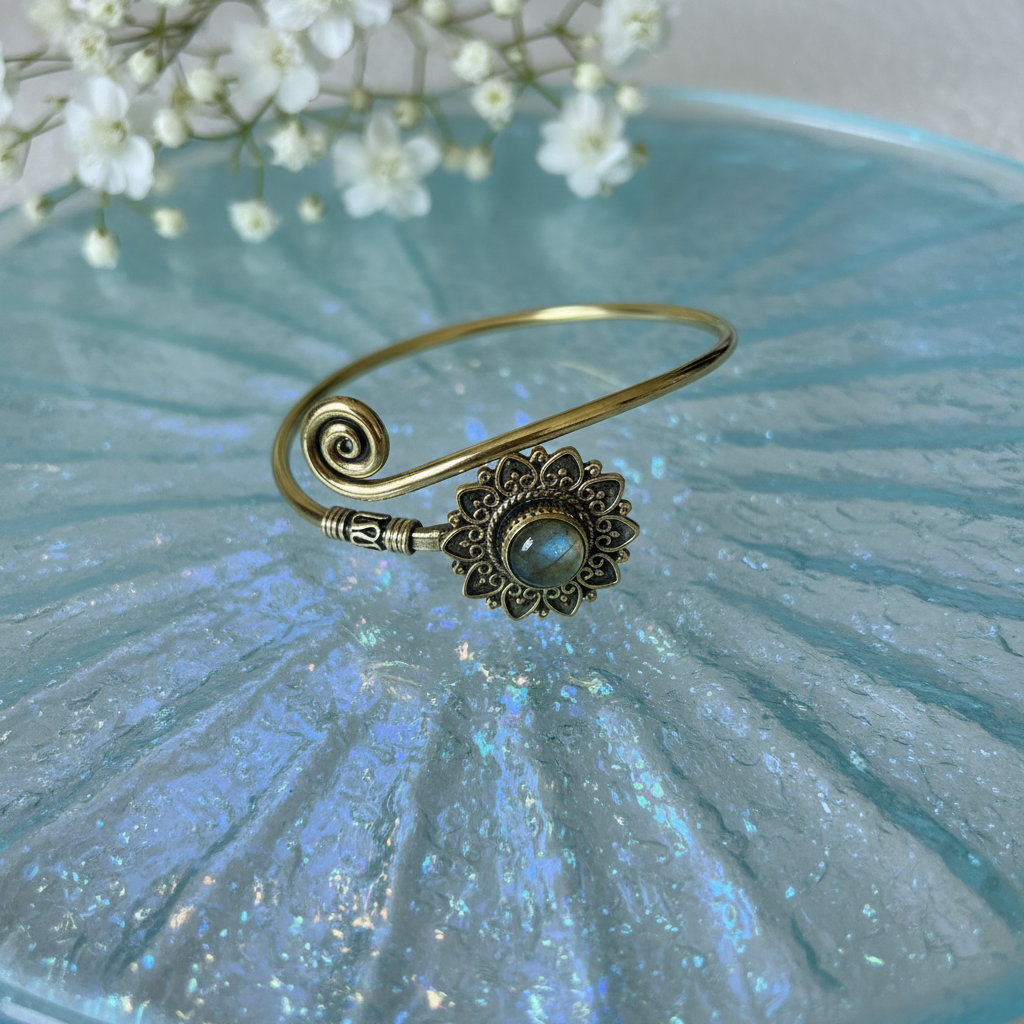 Bracelet bronze - verre givré irisé