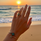 Bracelet et bague turquoise - coucher de soleil