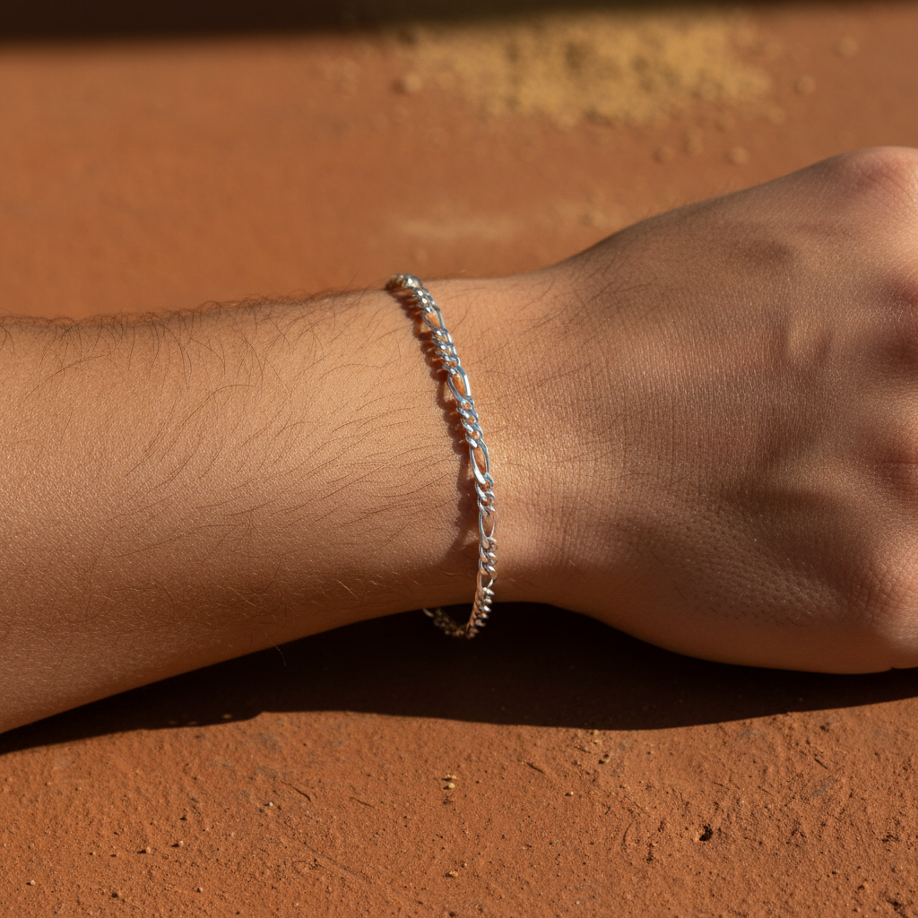 Bracelet Figaro - surface terracotta macro