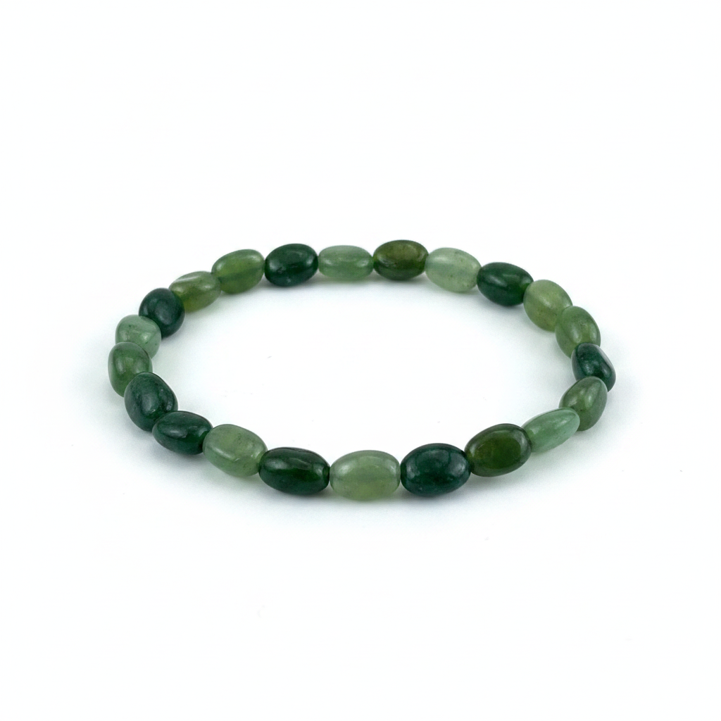 Bracelet jade multi-verts fond blanc studio