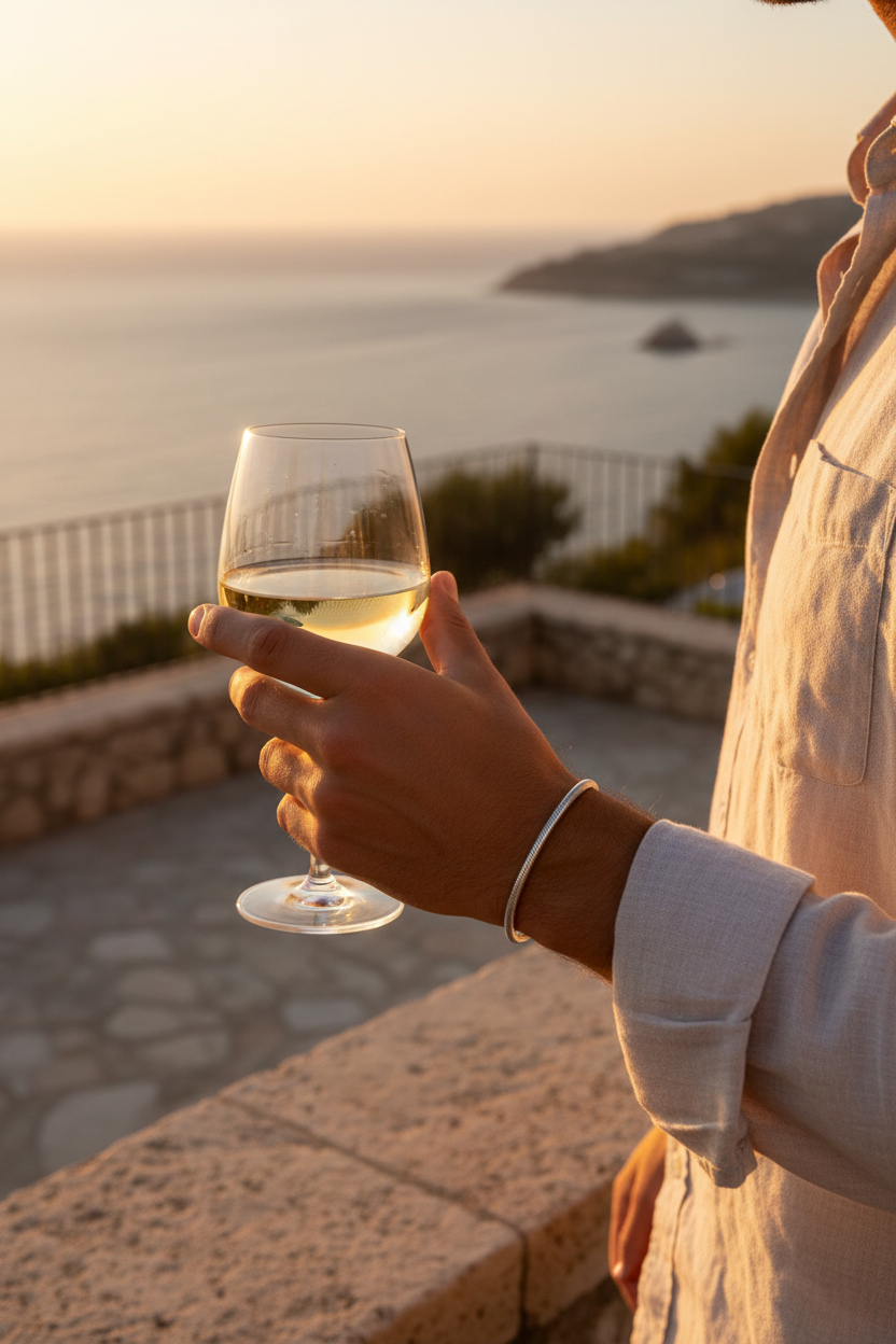 Bracelet porté – terrasse méditerranéenne, sans fermoir