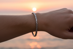 Byzantine Silver Bracelet – Golden Hour Lifestyle on Wrist