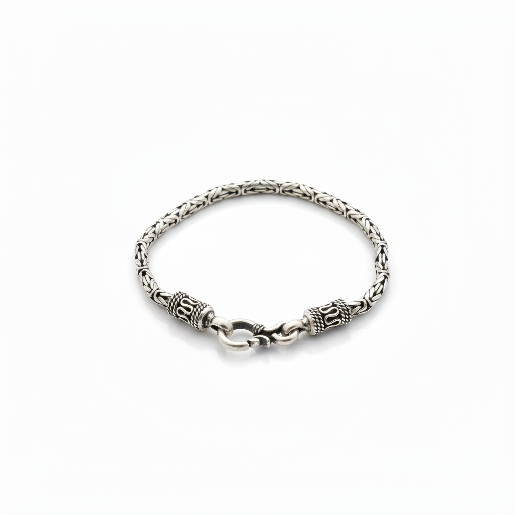 Byzantine Silver Bracelet – White Background, No Rope