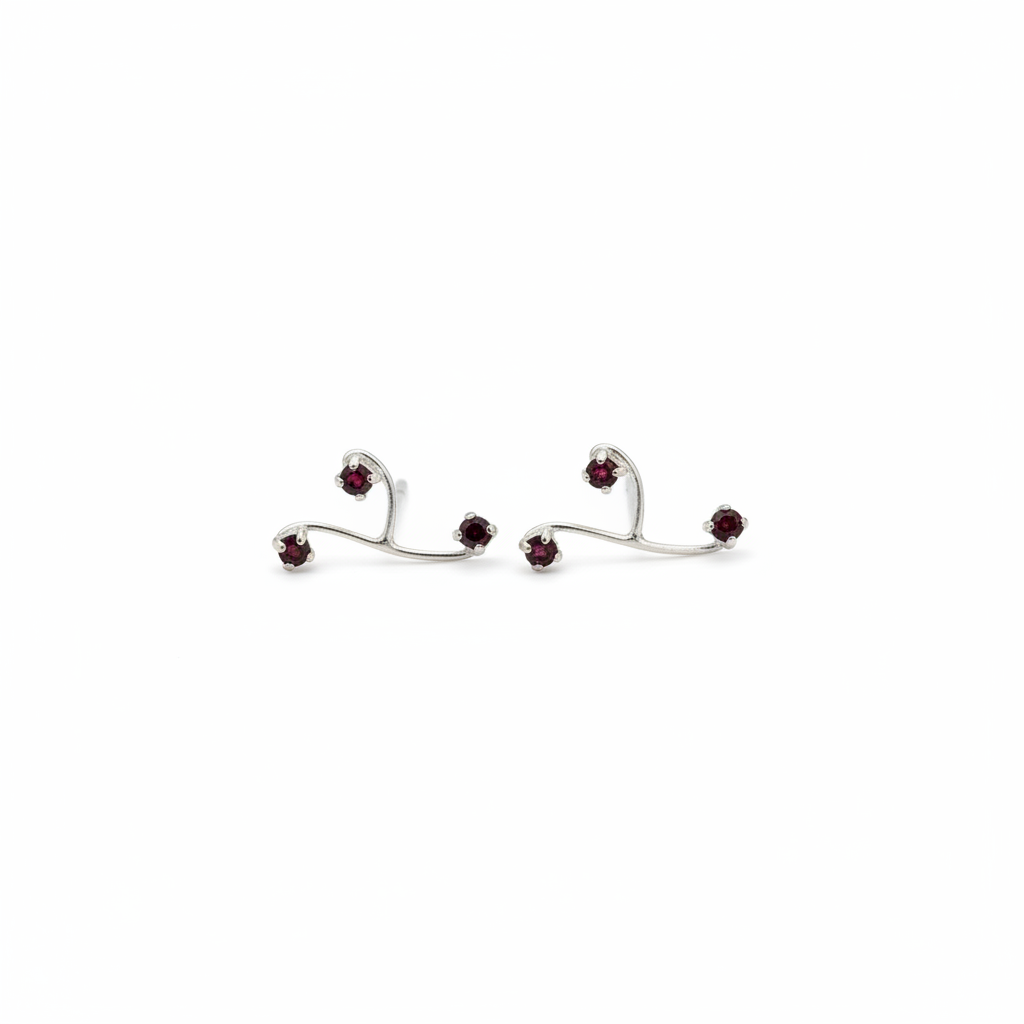 Ear crawlers argent avec brillants bordeaux