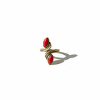 Gold Ring with Red Coral Stones – Studio Shot