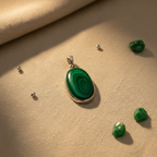 Pendentif malachite lin beige