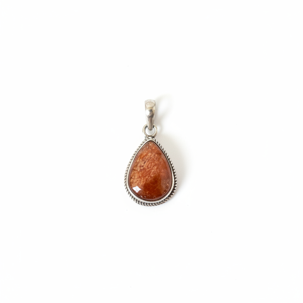 Pendentif pierre rouge — fond blanc studio