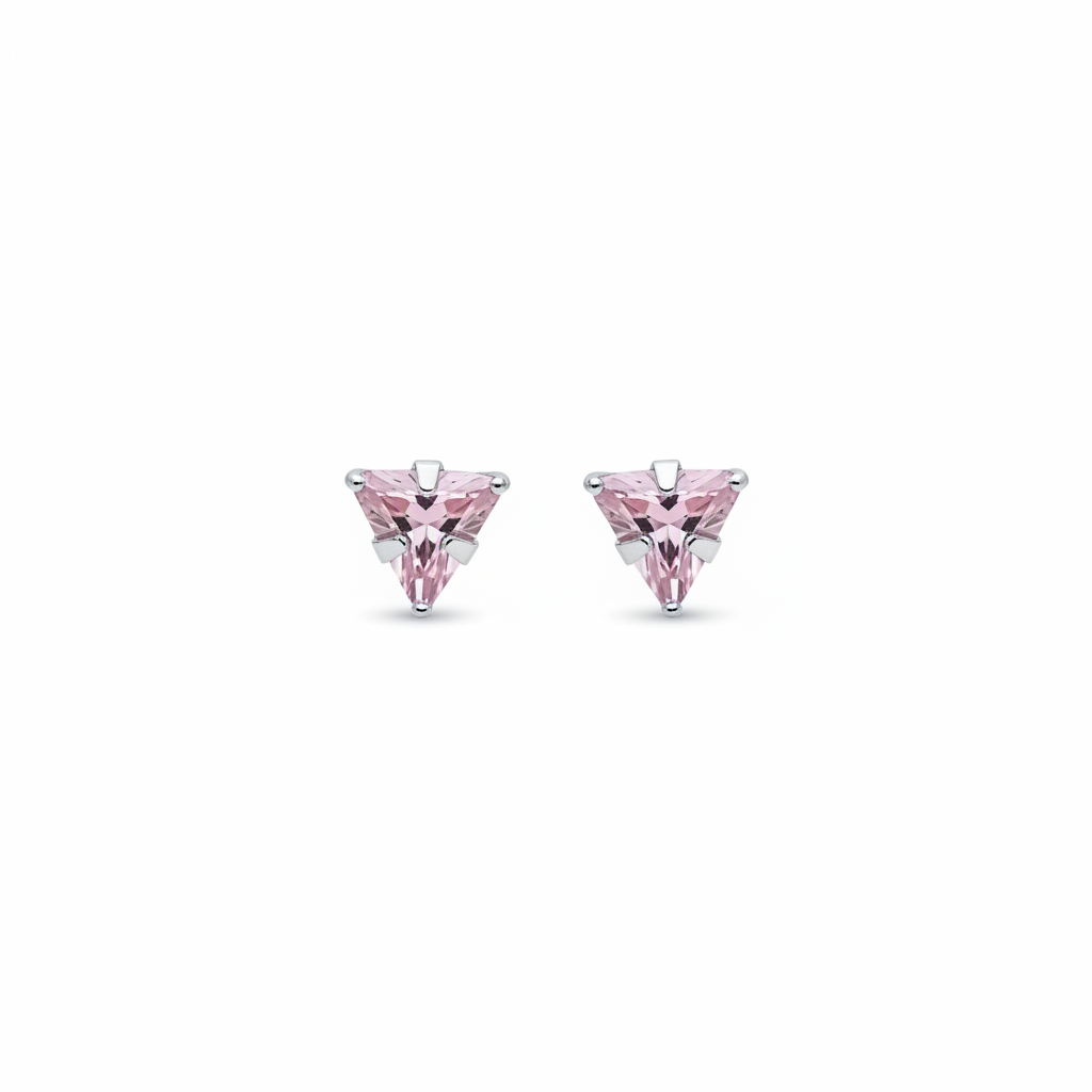 Pink Triangle Stud Earrings